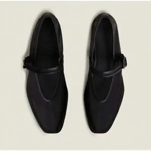 Zara | Shoes | Zara Black Minimalist Loafers With Strap  display picture 3